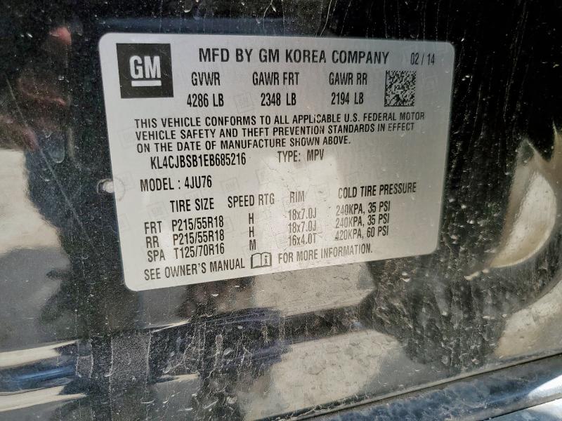 KL4CJBSB1EB685216 - 2014 BUICK ENCORE CONVENIENCE 黑色 照片 14