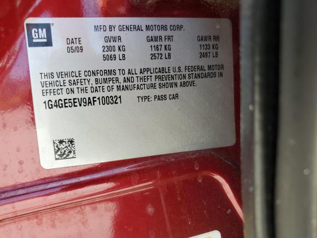 1G4GE5EV9AF100321 - 2010 BUICK LACROSSE CXS BURGUNDY photo 12