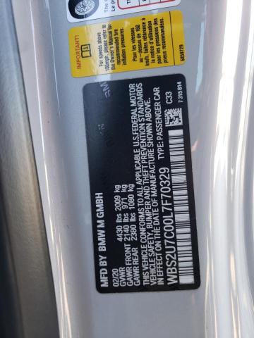 WBS2U7C00L7F70329 - 2020 BMW M2 COMPETITION SILVER photo 10