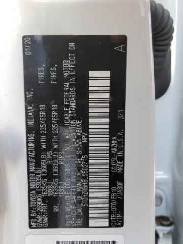 5TDHZRBH5LS502715 - 2020 TOYOTA HIGHLANDER XLE Ağ foto 12