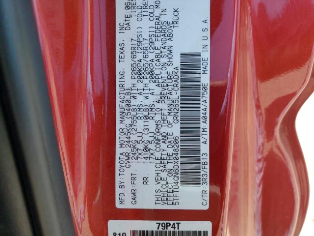 5TFTU4GN6DX048206 - 2013 TOYOTA TACOMA PRERUNNER ACCESS CAB RED photo 12