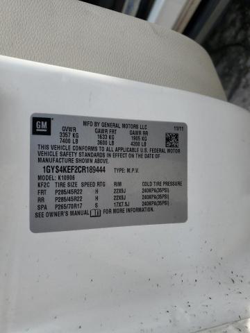 1GYS4KEF2CR189444 - 2012 CADILLAC ESCALADE ESV PLATINUM Ақ фото 13