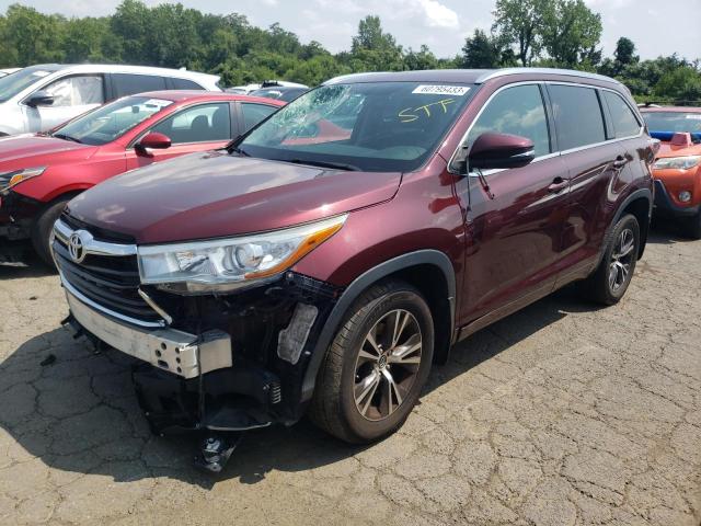 5TDJKRFH1GS292233 - 2016 TOYOTA HIGHLANDER XLE Bordo foto 1