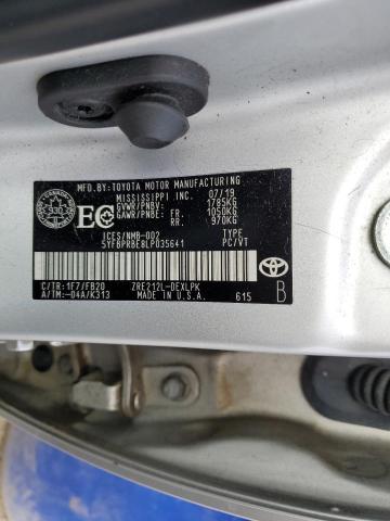 5YFBPRBE8LP035641 - 2020 TOYOTA COROLLA LE Gümüş foto 12