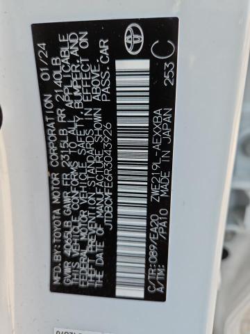 JTDBCMFE6R3043926 - 2024 TOYOTA COROLLA LE თეთრი ფოტო 13