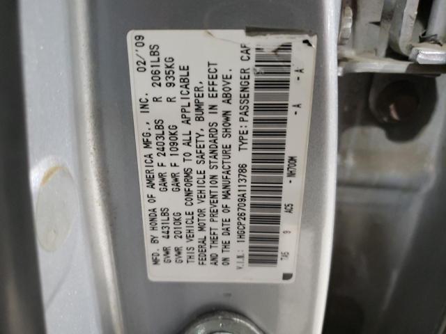 1HGCP26709A113786 - 2009 HONDA ACCORD EX SILVER photo 12