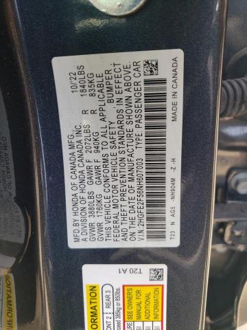 2HGFE2F56NH607003 - 2022 HONDA CIVIC SPORT 灰色 照片 12