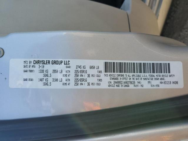 2A4RR5D14AR278639 - 2010 CHRYSLER TOWN & COU TOURING SILVER photo 13