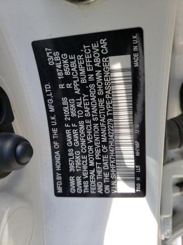 SHHFK7H47HU422279 - 2017 HONDA CIVIC SPORT 白色 照片 12