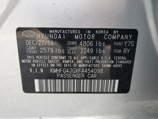 KMHFG4JGXFA454098 - 2015 HYUNDAI AZERA SILVER photo 12