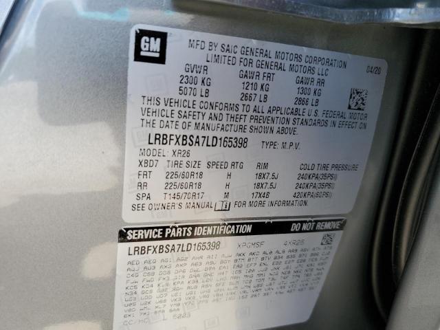 LRBFXBSA7LD165398 - 2020 BUICK ENVISION PREFERRED GRAY photo 14