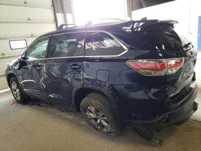 5TDJKRFH1FS143982 - 2015 TOYOTA HIGHLANDER XLE Blau Foto 2