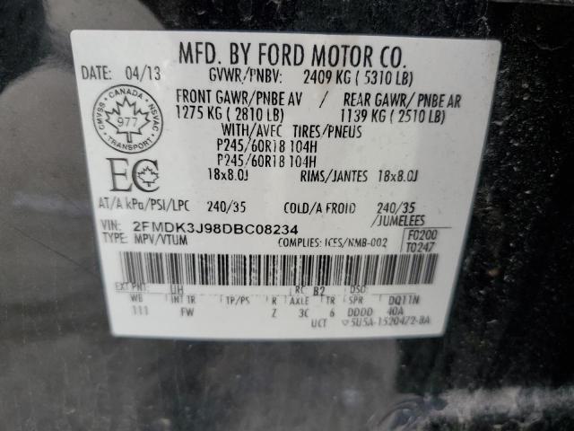 2FMDK3J98DBC08234 - 2013 FORD EDGE SEL BLACK photo 14