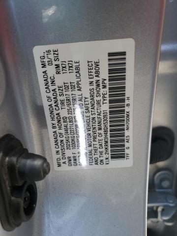 2HKRM3H48GH530931 - 2016 HONDA CR-V SE SILVER photo 12