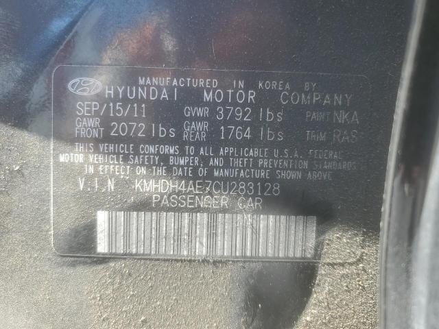 KMHDH4AE7CU283128 - 2012 HYUNDAI ELANTRA GLS CHARCOAL photo 12