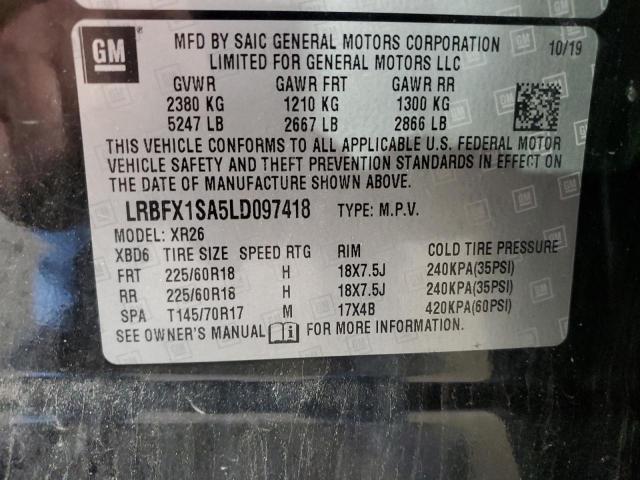 LRBFX1SA5LD097418 - 2020 BUICK ENVISION PREFERRED BLACK photo 13