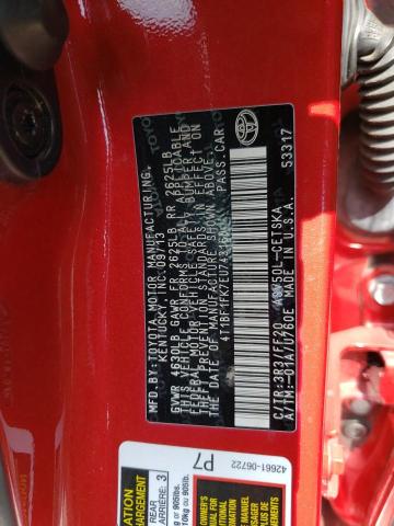 4T1BF1FK7EU743160 - 2014 TOYOTA CAMRY L RED photo 12