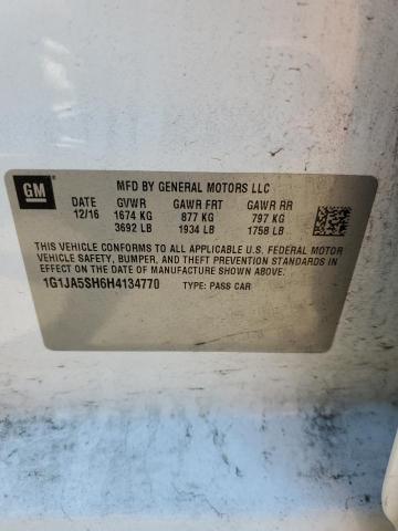 1G1JA5SH6H4134770 - 2017 CHEVROLET SONIC LS 白色 照片 12