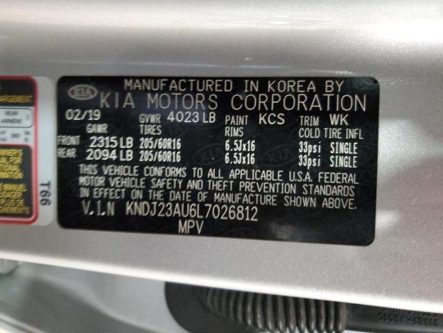 KNDJ23AU6L7026812 - 2020 KIA SOUL LX SILVER photo 14