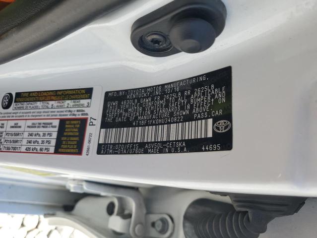 4T1BF1FK0HU340822 - 2017 TOYOTA CAMRY LE WHITE photo 12