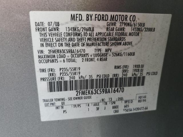 2FMEK63C59BA16470 - 2009 FORD FLEX LIMITED Gümüş foto 13