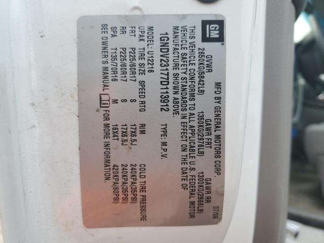 1GNDV23177D113912 - 2007 CHEVROLET UPLANDER LS WHITE photo 14