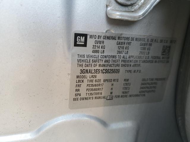 3GNAL3E51CS625609 - 2012 CHEVROLET CAPTIVA SPORT SILVER photo 12