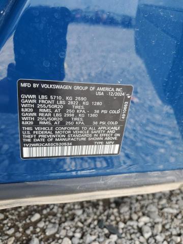 1V2WR2CA5SC520534 - 2025 VOLKSWAGEN ATLAS SE Көк фото 13