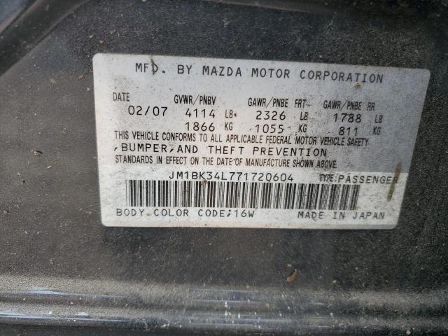 JM1BK34L771720604 - 2007 MAZDA SPEED 3 BLACK photo 12