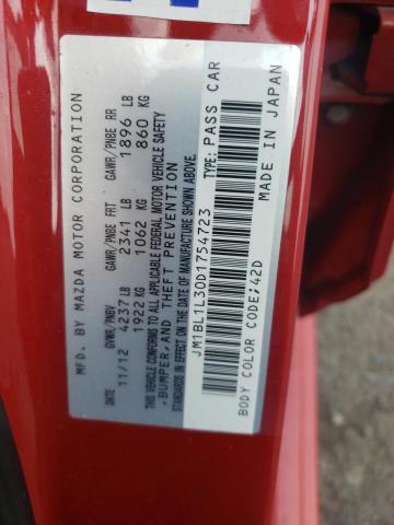 JM1BL1L30D1754723 - 2013 MAZDA SPEED 3 RED photo 12