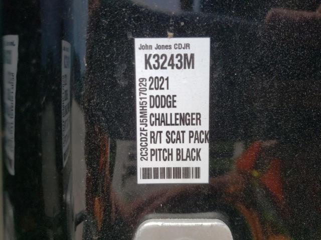 2C3CDZFJ5MH517029 - 2021 DODGE CHALLENGER R/T SCAT PACK BLACK photo 12