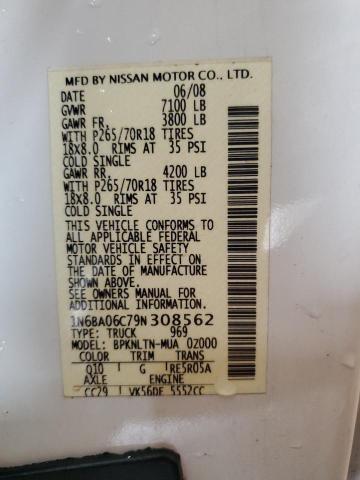 1N6BA06C79N308562 - 2009 NISSAN TITAN XE 白色 照片 13
