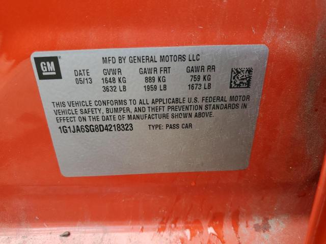 1G1JA6SG8D4218323 - 2013 CHEVROLET SONIC LS ORANGE photo 12