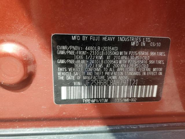 JF2SH6BC8AH791121 - 2010 SUBARU FORESTER XS Kastanienbraun Foto 12