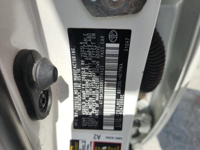 4T1BK3DBXBU376423 - 2011 TOYOTA AVALON BASE WHITE photo 12