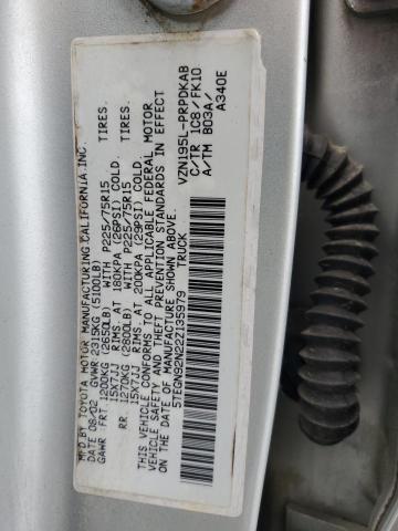 5TEGN92N22Z135979 - 2002 TOYOTA TACOMA DOUBLE CAB PRERUNNER CREAM photo 12