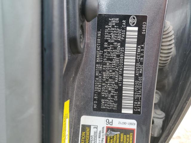4T1BF1FK5CU089725 - 2012 TOYOTA CAMRY BASE GRAY photo 13