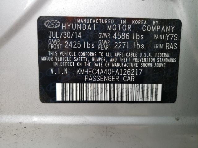 KMHEC4A40FA126217 - 2015 HYUNDAI SONATA HYBRID SILVER photo 13