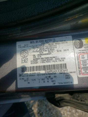 3FAHP0JAXCR383641 - 2012 FORD FUSION SEL GRAY photo 12