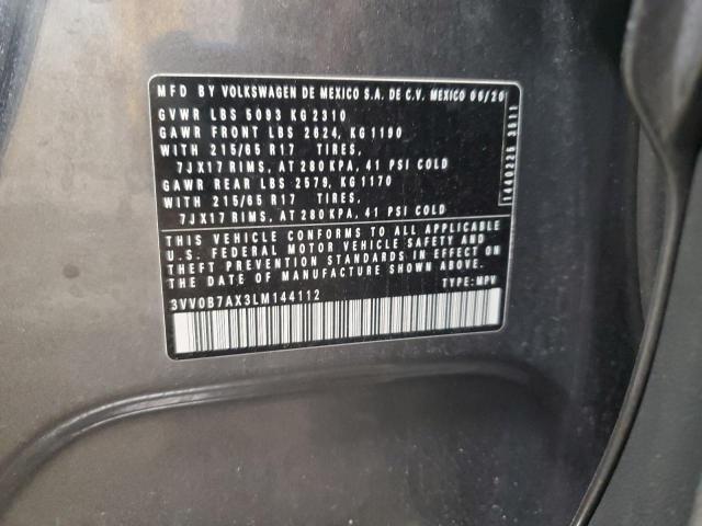 3VV0B7AX3LM144112 - 2020 VOLKSWAGEN TIGUAN S GRAY photo 13