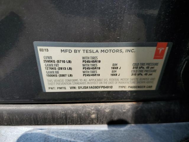 5YJSA1AG9DFP04910 - 2013 TESLA MODEL S GRAY photo 12