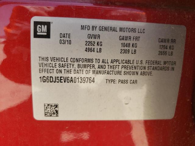 1G6DJ5EV6A0139764 - 2010 CADILLAC CTS PERFORMANCE COLLECTION Бордовый фото 12