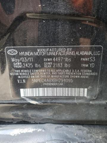 5NPEC4ABXBH294095 - 2011 HYUNDAI SONATA SE BLACK photo 12