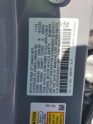 2HGFE4F80SH317969 - 2025 HONDA CIVIC SPORT SILVER photo 12