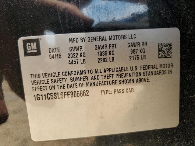 1G11C5SL6FF306862 - 2015 CHEVROLET MALIBU 1LT BLACK photo 13