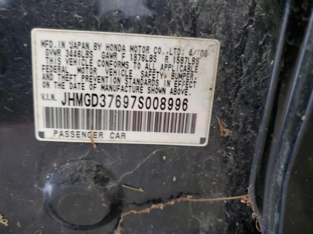 JHMGD37697S008996 - 2007 HONDA FIT S BLACK photo 13