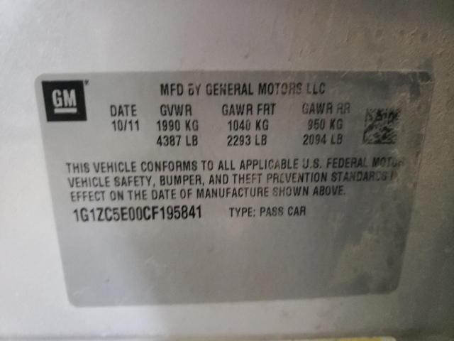 1G1ZC5E00CF195841 - 2012 CHEVROLET MALIBU 1LT SILVER photo 10