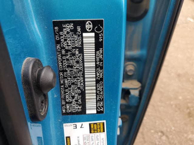 JTDKARFP9J3069963 - 2018 TOYOTA PRIUS PRIM ტურკოუსი ფოტო 12