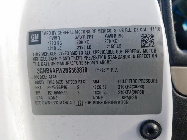 3GNBAAFW2BS563870 - 2011 CHEVROLET HHR LS  照片 10