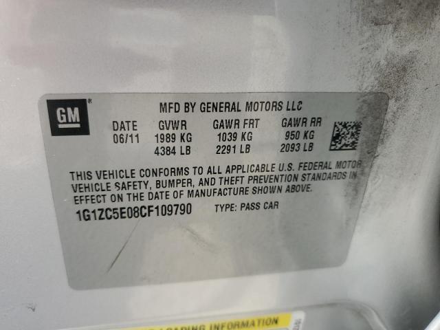 1G1ZC5E08CF109790 - 2012 CHEVROLET MALIBU 1LT ვერცხლისფერი ფოტო 12